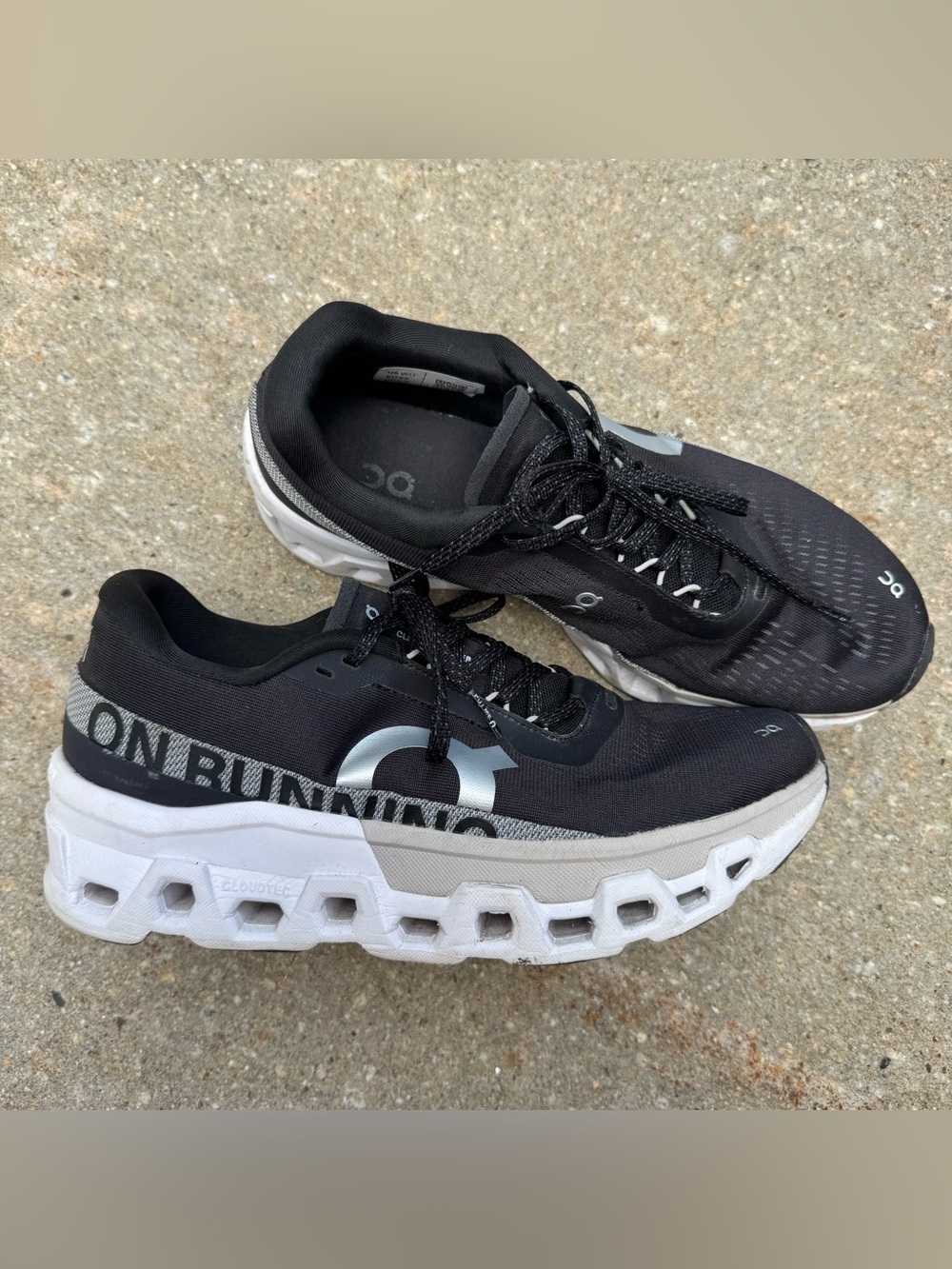 On Running Cloud Monster Shoes Women 11 Athletic Black White Active Sneaker